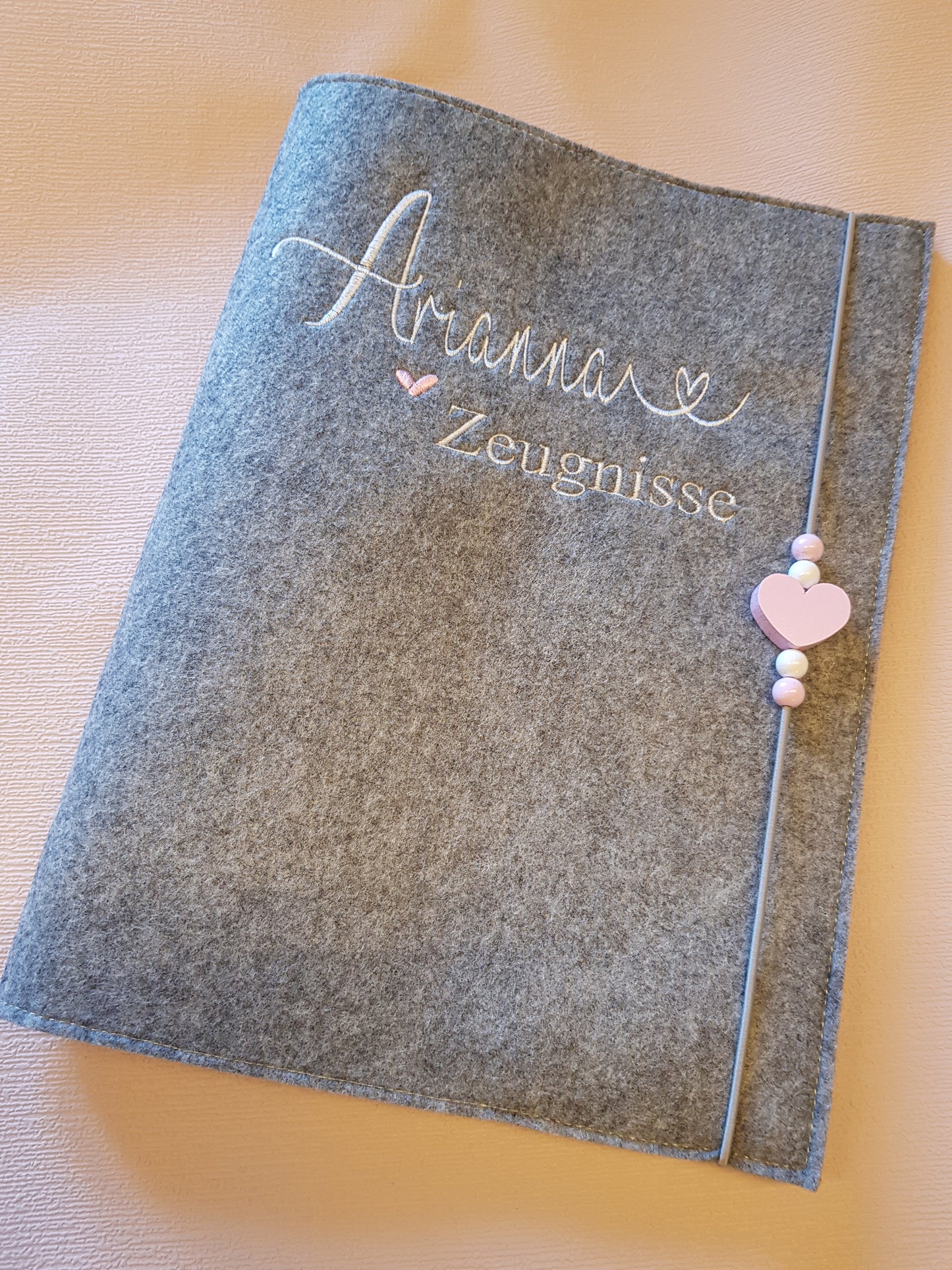 Zeugnismappe Zeugnisse Wunschnamen Geschenk Erinnerung Einschulung Herz Filz