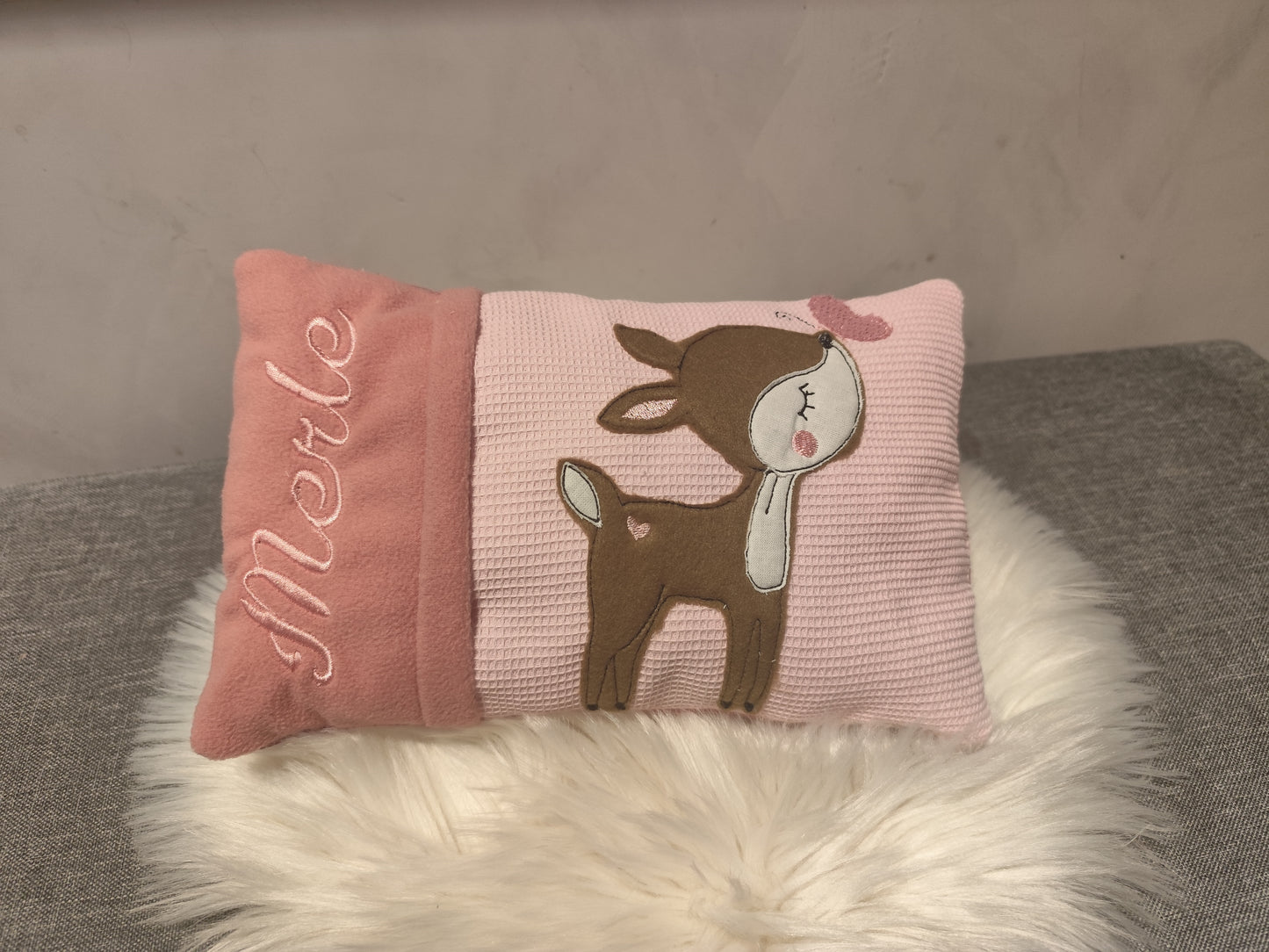 Namenskissen Kissen Geburt Reh Geschenk Erinnerung Wunschnamen personalisiert