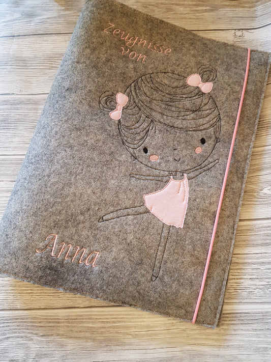 Zeugnismappe Zeugnisse Wunschnamen Geschenk Erinnerung Einschulung Filz personalisiert
