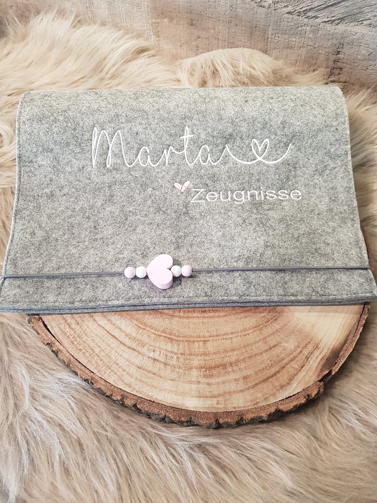 Zeugnismappe Zeugnisse Wunschnamen Geschenk Erinnerung Einschulung Herz Filz