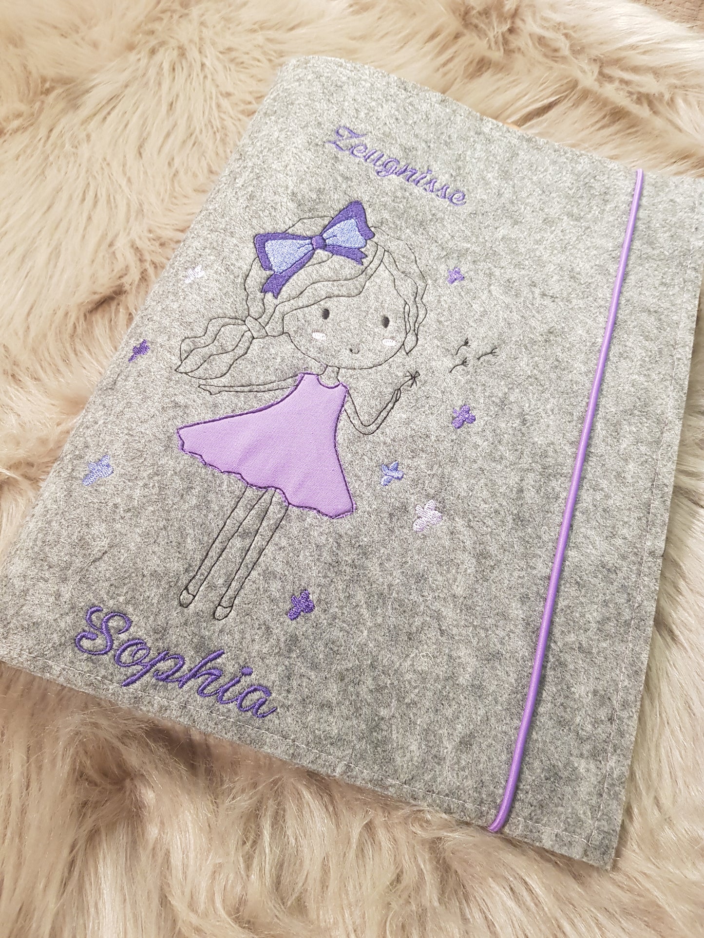 Zeugnismappe Zeugnisse Wunschnamen Geschenk Erinnerung Einschulung Filz