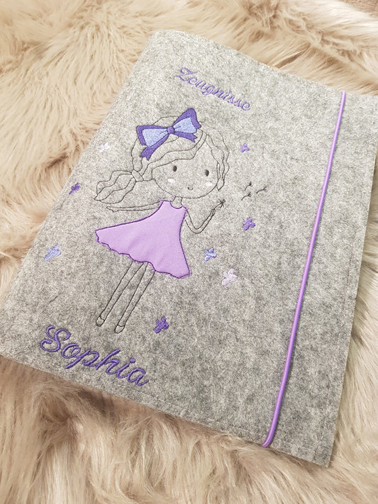 Zeugnismappe Zeugnisse Wunschnamen Geschenk Erinnerung Einschulung Filz