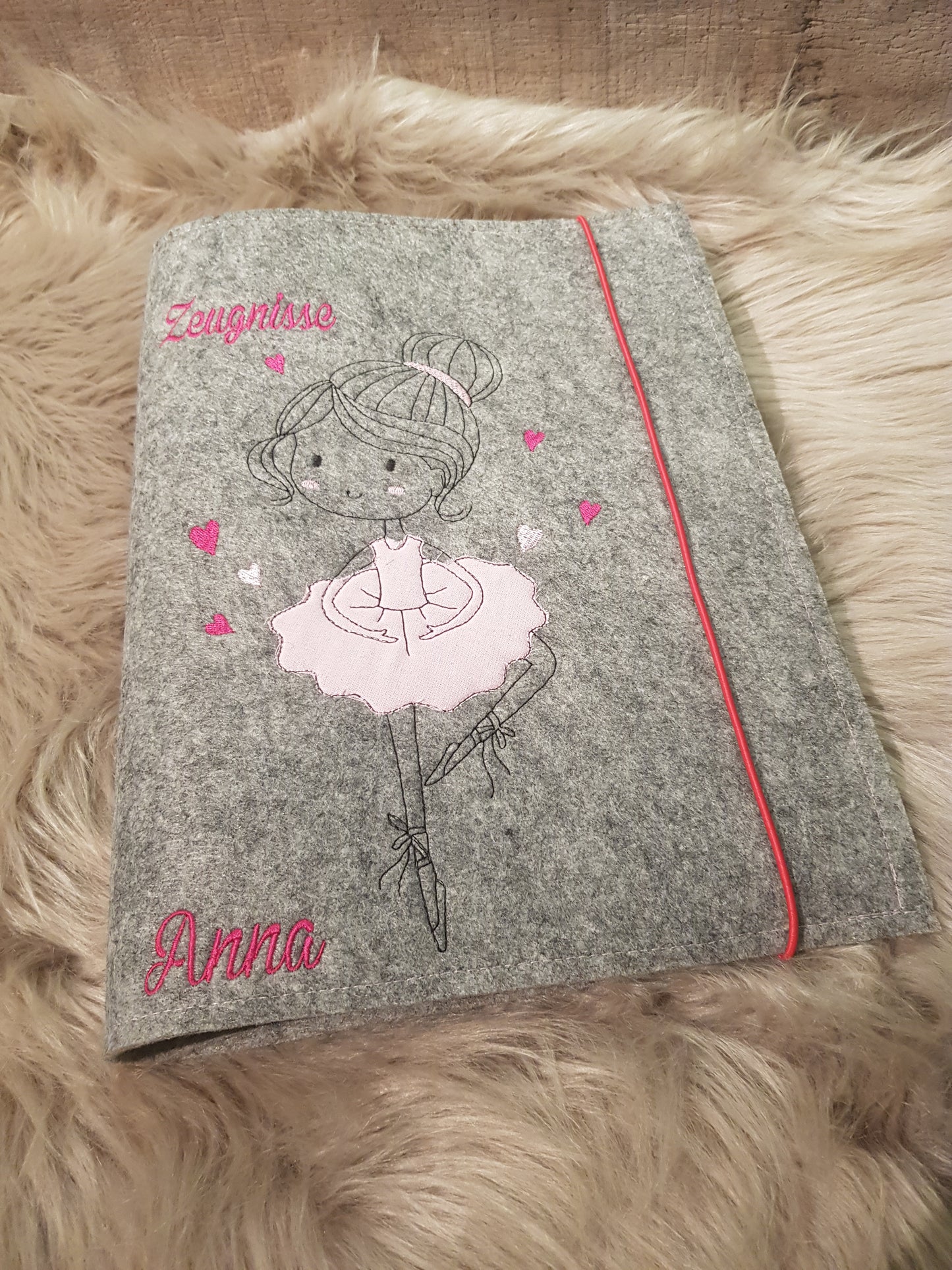 Zeugnismappe Zeugnisse Wunschnamen Geschenk Erinnerung Einschulung Ballerina Filz