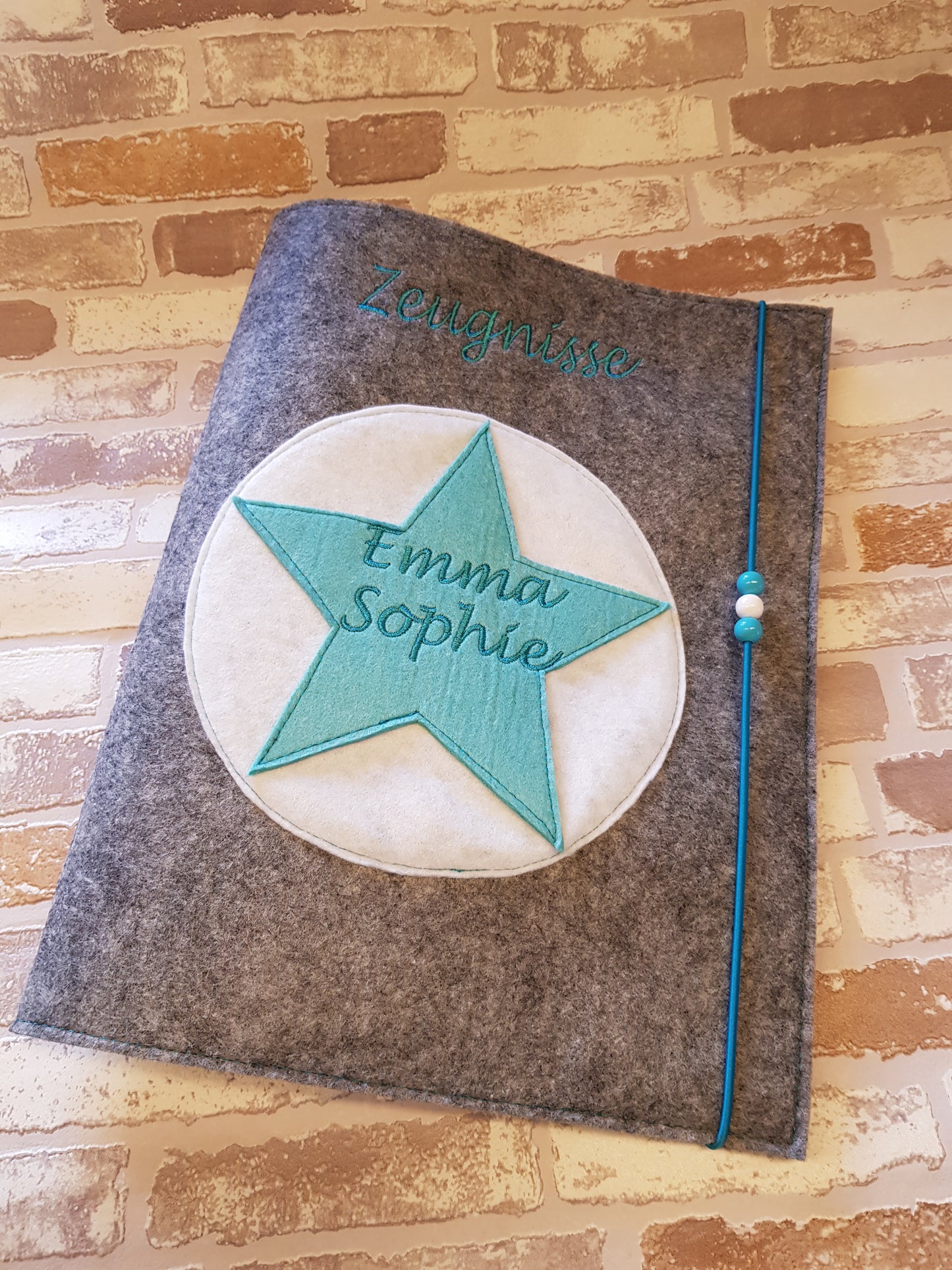 Zeugnismappe Zeugnisse Wunschnamen Geschenk Erinnerung Einschulung Stern Filz