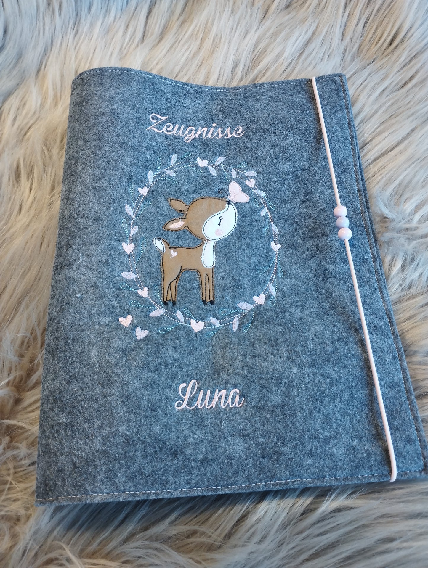 Zeugnismappe Zeugnisse Wunschnamen Geschenk Erinnerung Einschulung Reh Filz