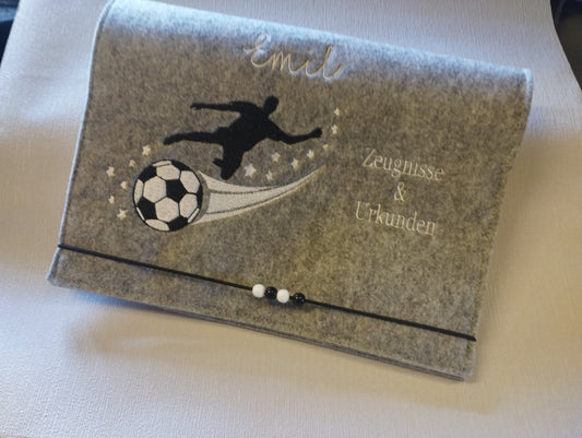 Zeugnismappe Zeugnisse Wunschnamen Geschenk Erinnerung Einschulung Fußball Filz